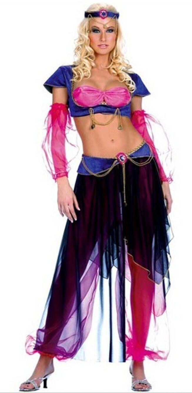 1117 Belly Gypsy Costume w/Headpiece and Arm Sleeves - M/L